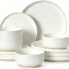 Plates and Bowls Sets, Dinnerware Sets for 4, 12 Pieces Scratch Resistant Dishware Dishes Set, Ceramic Kitchen Dinner Set, Porcelain & Microwave...