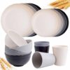 Rubtlamp Wheat Straw Dinnerware Sets, 16PCS Plastic Dinnerware Set for 4, Wheat Straw Plates and Bowls Sets, Unbreakable Dinnerware Plastic... Rubtlamp Wheat Straw Dinnerware Sets, 16PCS Plastic Dinnerware Set for 4, Wheat Straw Plates and Bowls Sets, Unbreakable Dinnerware Plastic...