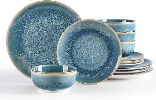Sweejar Dinnerware Sets Service for 4, 12 pcs Porcelain Plates and Bowls for Kitchen, Housewaring Gift, Chip and Scratch Resistant Dish Set,...