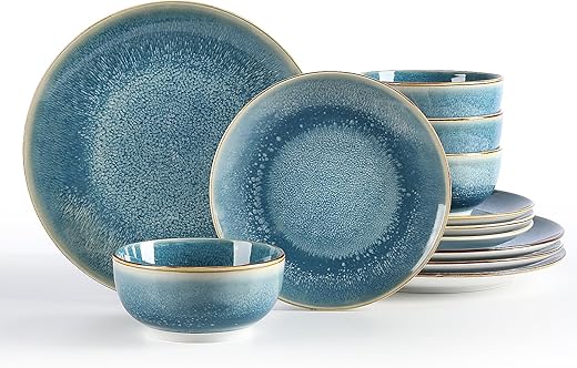 Sweejar Dinnerware Sets Service for 4, 12 pcs Porcelain Plates and Bowls for Kitchen, Housewaring Gift, Chip and Scratch Resistant Dish Set,...