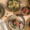 TheTerra Ceramic Dinnerware Sets for 4, 12 Pieces Handmade Reactive Glaze Plates and Bowls Set, Scratch Resistant Dish Set, Oven & Microwave &...