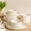TheTerra Ceramic Dinnerware Sets for 4, 12 Pieces Porcelain Lightweight Plates and Bowls Sets, Scratch Resistant Dish Set, Oven & Microwave &...