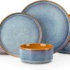 vancasso ONION Ceramic Dinnerware Sets, 12 Pieces Stoneware Plates and Bowls Sets for 4, Reactive Glaze Dishes Set for Kitchen, Dishwasher and...