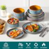 vancasso ONION Ceramic Dinnerware Sets, 12 Pieces Stoneware Plates and Bowls Sets for 4, Reactive Glaze Dishes Set for Kitchen, Dishwasher and...